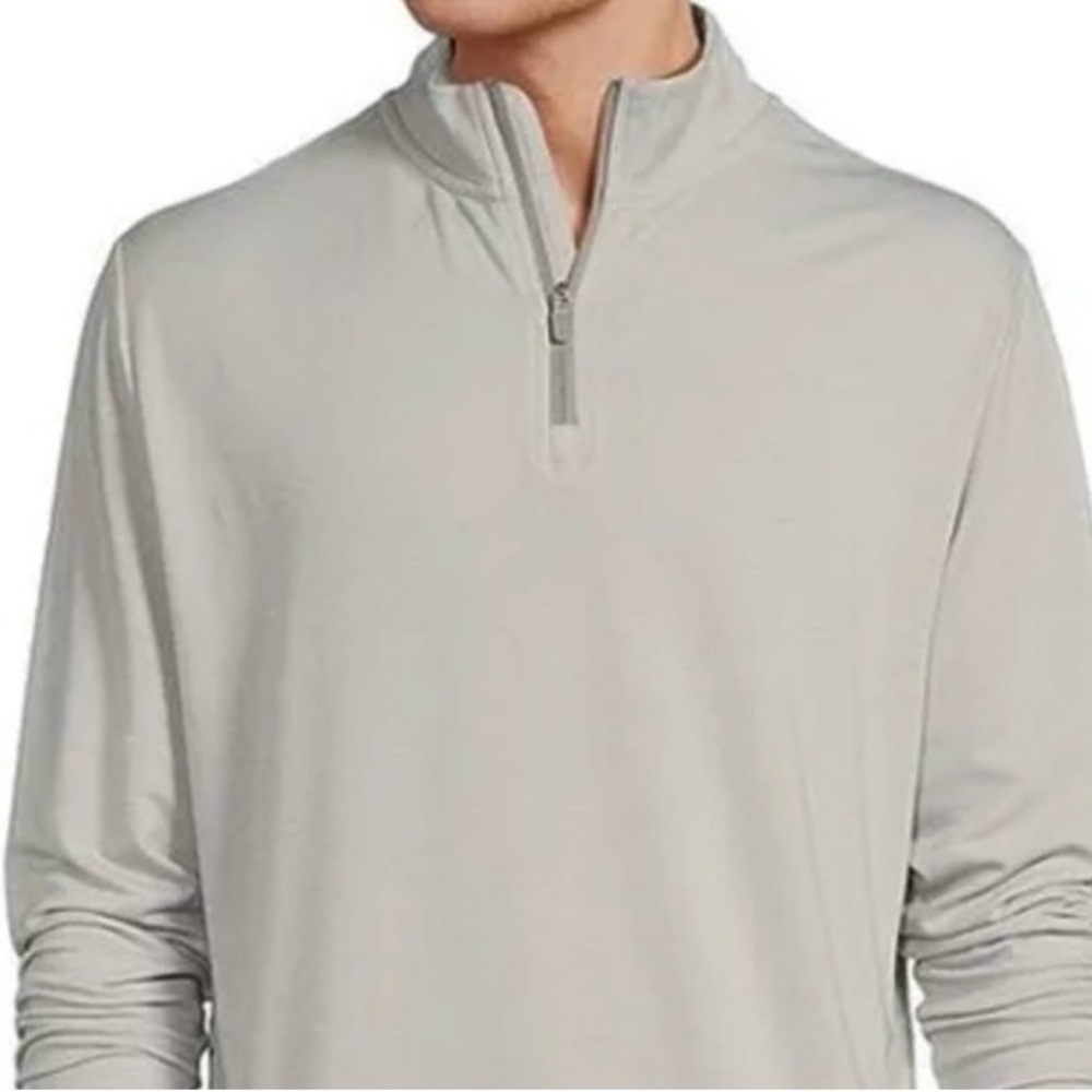 Roundtree & Yorke Long Sleeve Quarter Zip Pullover - Light Grey. XXL